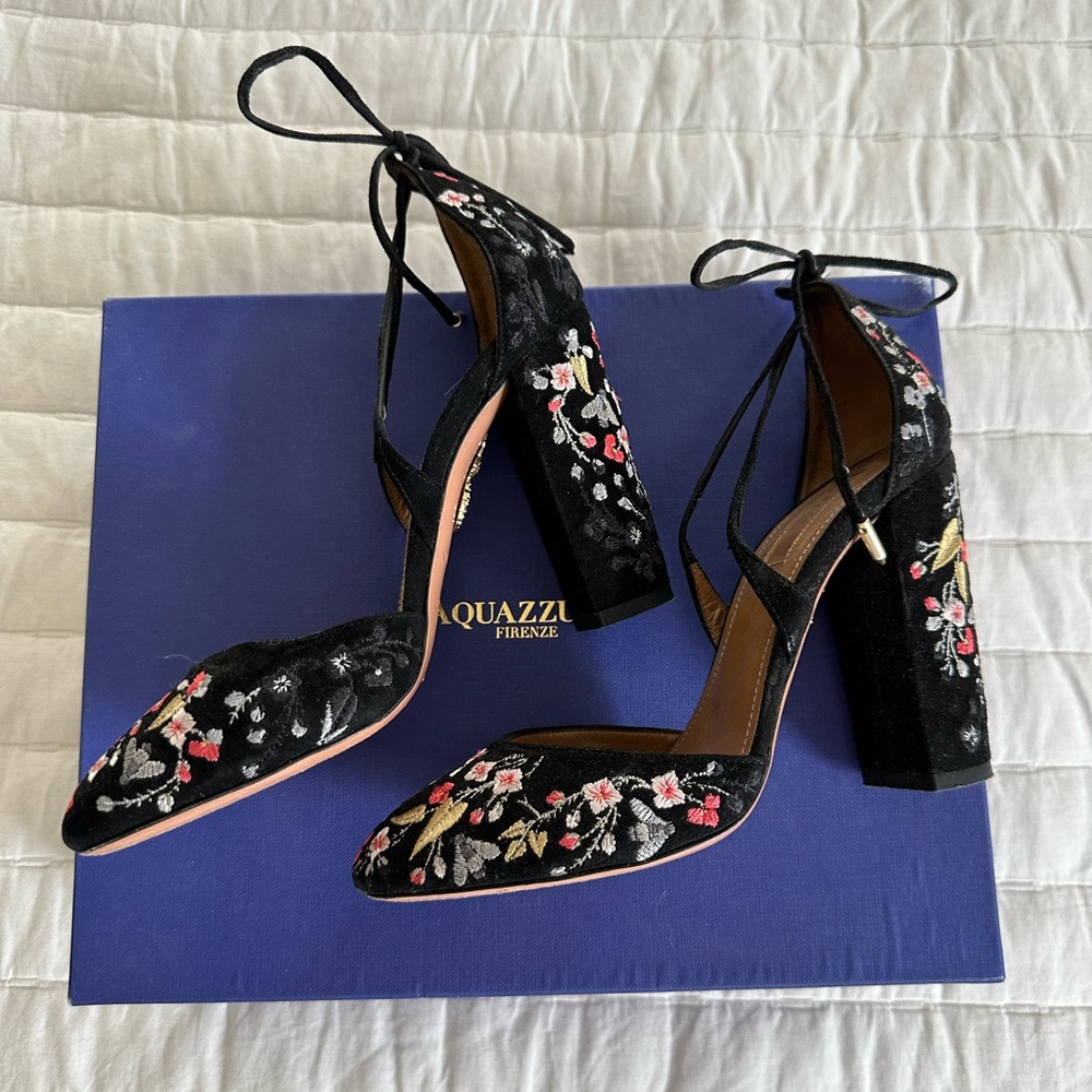 AQUAZZURA - Black floral heels - Picture 3 of 5